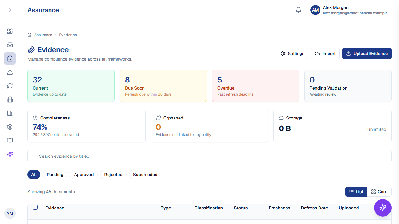 ResiliencePilot audit engagement: scoping, fieldwork, lead-auditor review and conclusion in one workflow.